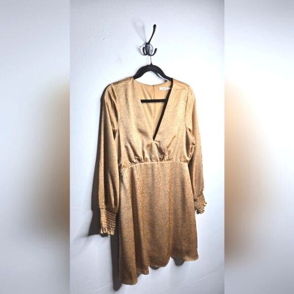 Francesca's Collections Mi Ami Satin Longsleeve Mini Dress Animal Print Size M - Picture 10 of 10